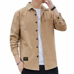 spring Autumn Solid Colour Casual Fi Loose Shirt Man Lg Sleeve Korean Style Blouse All Match Chic Streetwear Male Clothes E5j0#