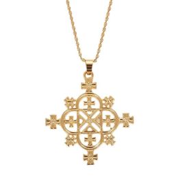Pendant Necklaces Ethiopian Trendy Cross Pendants Necklace Women Gold Colour Eritrea Habesha JewelryPendant222F