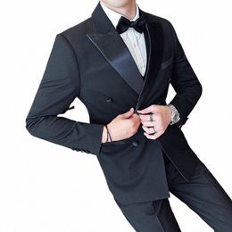 jackets+vest+pants Men Spring High Quality Double-Breasted Suits/Men's Busin Casual Tuxedo/Man Slim Fit Office Dr 7XL-S A0k7#