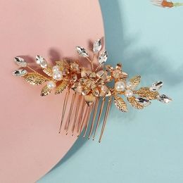 Hair Clips Flower Comb Bride Wedding Hairpin Alloy Leaf Shaped Floral Headpiece Bridal Jewellery Accessories