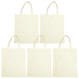 Storage Bags 5 Pcs Canvas Reticule Shopping Tote Blank Shoulder Large Grocery Carrier Women All