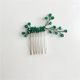 Hair Clips Barrettes Green Colour Women Crystal Combs Jewellery Acccessories Head Decoration Ornament Bridal Tiara Handmade Drop Delivery Ot7Uc