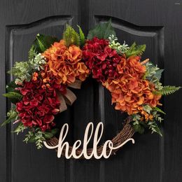 Decorative Flowers Fall Wreath For Front Door Hydrangea Autumn Thanksgiving Decoration Party Home Decor 18 Inch