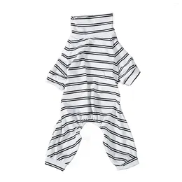 Dog Apparel Striped Pet Pajamas Easy To Wear 4 Legged Jumpsuit Thin Fashionable Stretchy Cute For Daily Running