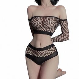 sexy Lingerie Hot Erotic Tights Babydoll Cosplay Costumes Girls Anime Underwear Set Hollow Out Fishnet Top Low-waisted Shorts h3G9#