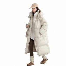 chic VEN Women Lg Down Coats Hooked Loose New Solid Woman Down Jacket Thick Soft Warm Female Overcoat Autumn Winter 2023 M77T#