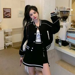 Deeptown Harajuku Cropped Bomber Jacket Women Korean Fashion Streetwear Short Baseball Female Oversized Aesthetic Coat 240320