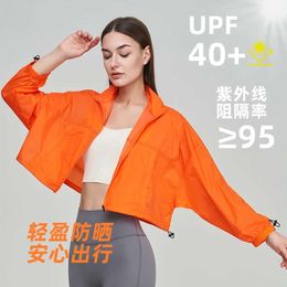 Lu Align T-Shirt Outfit Womens Women Short Jacket Gym Tops Sports Coat Drawstring UV Protection Outdoor Sunscreen Yoga Suit Jogger Gry Lu-08 2024