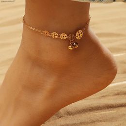 Anklets Bohemian Summer Hot Fashion Foot Jewelry Metal Bell Tassel Vintage Charm Coin Bracelet Womens Beach Bracelet GiftL2403