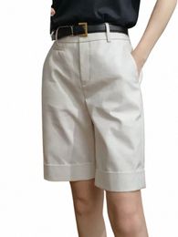 shorts for Women High Waist Knee Length Straight Pants with Belt Summer Shorts for Women White Office Fi Women's Shorts 52ps#