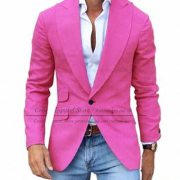 2022 Newest Fi Fuchsia Men's Blazers Tailor-Made Suit Jacket Slim Fit Groom Groomsmen Wedding Coat Red Busin Party Tops 51wo#