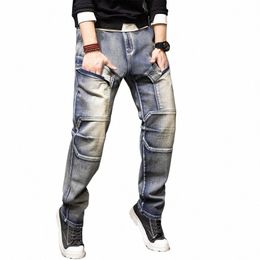 vintage Punk Jeans Men Plus Size 40 44 Denim Pants Fi Streetwear Cargo Jeans Pants Plus Size 40 44 Trousers Male Bottoms C5Rn#