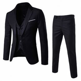 men Formal Uniform Gentleman Suit Lg Sleeve One-butt Blazer with Vest Pants Office Meetings Busin Wedding Party Costume J8rb#