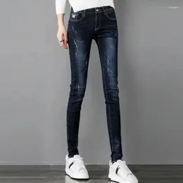 Women's Jeans Slim Streetwear 2024 Korean Fashion Trousers Pantalones De Mujer Cintura High Waisted Pencil Ripped Skinny