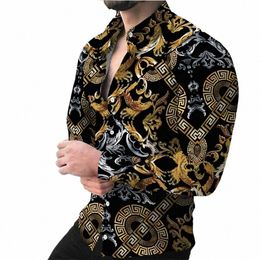 lg Sleeve Hawaii Shirts Men Fi Shirt Luxury European Style Blouse Golden Beach Blouse Men Clothing Vocati Camisas Male 323n#