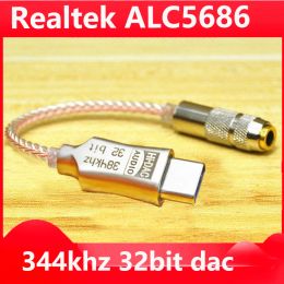 Converter Alc5686 USB type C to 3.5mm DAC headphone amplifier amp digital decoder aux audio cable HiFi adapter converter Android