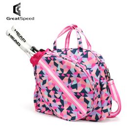 Bags Pink GreatSpeed Tennis Bag Women Girls Large Capacity Tenis Squash Padel Racket Shoulder Bags Adult Youth Print Oxford Cloth Bag