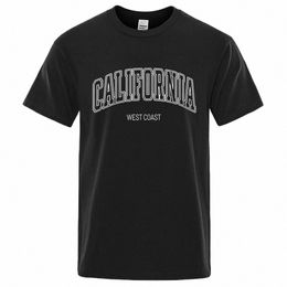california West Coast Street Letter Tops Men Hip Hop Crewneck Tee Clothes T Shirt Summer Breathable T-Shirt Street Cott Tshirt u5aG#