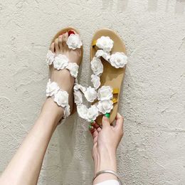 Sandals White lace sandals womens flip flat Bohemian beach shoes plus size summer fashion WSH3628 H240328ZX5E