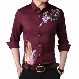 man Fi Digital Priting Dres Korean Style Male Floral Shirts Lg Sleeve Leisure Frs Clothes Free Ship 21bp#