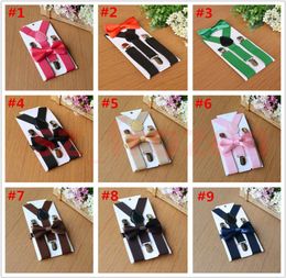 27 Colours Kids Suspenders Bow Tie Set for 110T Baby Braces Elastic Yback Boys Girls Suspenders accessories6403071