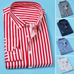 Men's Casual Shirts Top Long Sleeve Fashion Shirt Men Vertical Stripes Spring Autumn Business