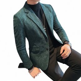 corduroy Men's Casual Blazer 2023 New Fi Tie-dye Slim Fit Suit Jackets Men Casual Busin Office Social Wedding Groom Coat c6HC#