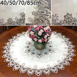 Table Cloth Round Tablecloth Lace Floral Cover Dustproof Home Festival For Kitchen Dining Room Party Holiday Tabletop