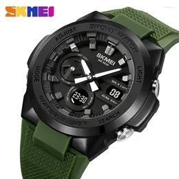 Wristwatches SKMEI Men's Electric Watch Gold Green Waterproof Swimming Resin Mirror World Time Stopwatch 5 Sets Of Alarm Clock Countdown