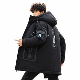 nice Winter Men's Hooded Cott-Padded Jackets Casual Mid-Length Thick Warm Lg Coat Outwear Solid Parkas Windproof Top Clothes y6Gp#