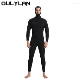 Women's Swimwear Oulylan 3mm Neoprene Wetsuit Front Zipper One-piece Men's Warm Long Sleeved Hooded Diving Swimming Sunscreen Surfing Suit