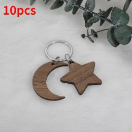 Tags 10pcs Blank Wooden Keychain Star Moon Wood Keyring Handwork DIY Accessories For Man Women Pet Tag Family Jewellery Accessories