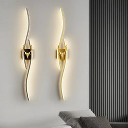 Simple Led Wall Lamp Deer Horn Long Line Wall Lamp Bedroom Living Room Dining Room Tv Background Wall Decoration 240320