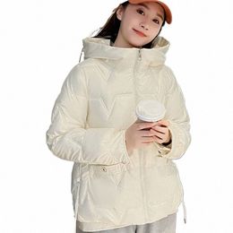 hooded Women Loose Short Cott Coat Bright Face Wing Free Fi Elegant Korean Jacket Winter Female Casual Thicken Parkas t9iN#