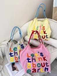 Shoulder Bags Hylhexyr Ins Casual Tote Student Canvas Cotton Bag Letter Towel Embroidered Shopping For Women