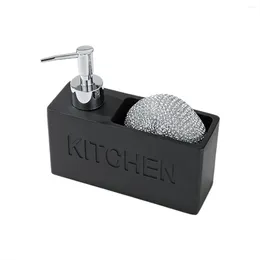 Liquid Soap Dispenser Kitchen Dish Storage Box Set Countertop Hand Refillable Bottle With Cleaning Sponge Holder