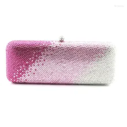 Evening Bags BRAND Women Pink White Bag Luxury Wedding Party Diamond Rhinestone Clutches Crystal Bling Clutch Purses