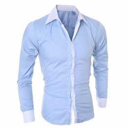 men's Lg Sleeved Colour Block Cuff Slim Shirt Chest Pocket suit shirts Casual Butt turn Down collar busin Shirts 45gk#