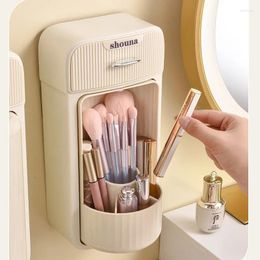 Storage Boxes Pads Organizer Skincare 360° Lipstick Wall Mounted Cosmetic Cotton Rotating Makeup Brush Box Rack Bathroom Holder