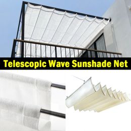 Nets White Colour Telescopic Wave Sunshade Net Outdoor Gazebos Sun Canopy Home Courtyard Pergolas Sun Shelter Swimming Pool Awning