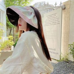 Wide Brim Hats 2024 Fashion Shell Sun Women Korean Sunscreen Visors Girls Spring Summer Bucket Hat Berets Face Protection Travel Caps