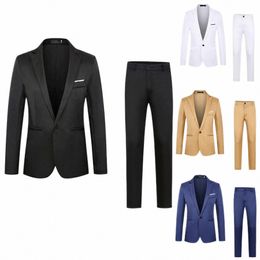 men's Busin New And Fi Slim Fit Color Classic Single Leisure Work Wear Hoodies Male Set Costume Sweatsuit Sweatshirts J50S#