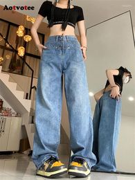 Women's Jeans Aotvotee Baggy For Women 2024 High Waisted Korean Fashion Wide Leg Denim Pants Streetwear Casual Y2k