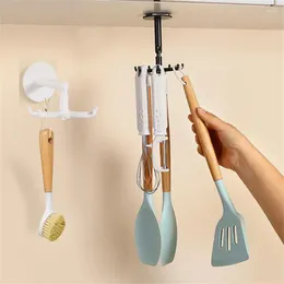 Kitchen Storage Upgraded Multi-function Rotatable 7-claw Hook 360 ° Seamless Punch Free Bath Self Adhesive Hooks