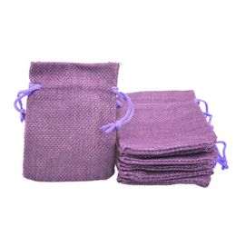 7x9cm Faux Jute Drawstring Jewelry Bags Candy Beads Small Pouches Burlap Blank Linen Fabric Gift packaging bags Hessian bag for sa225L