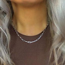 Pendant Necklaces 2024 Trendy Silver Color Stainless Steel Double Multi-layer Necklace Chain Curb And Paperclip For Women Jewelry