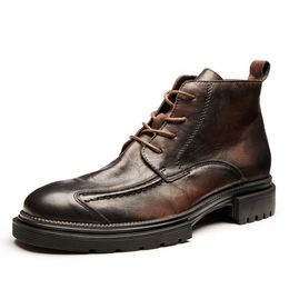 2024 Compat Boots Men Distressing Designer Black Brown Classic Ankle Boots Side Zipper Dress Boots for Men