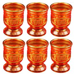 Disposable Cups Straws 6 Pcs Goblet Water Glasses Offering Bowl Cup Tall Feet For Plastic Decorative Supplies