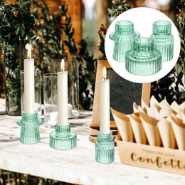 Candle Holders 3 Pcs Candlestick Dining Table Decor Glass Holder Tabletop Vintage Party Centrepiece Wedding Pillar For Decoration