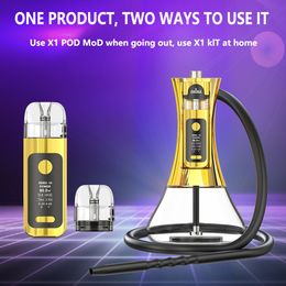 EHUKA original dual-use e cigarette kit Arab shisha replaceable POD disposable vapes E hookah X1 60w electronic hookah vaper with LED light mode display vape Vapour pen